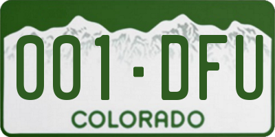 CO license plate 001DFU