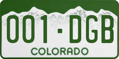 CO license plate 001DGB