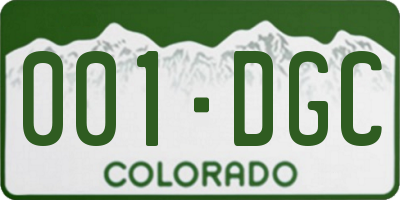 CO license plate 001DGC