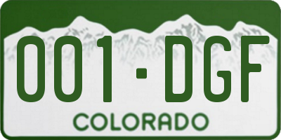 CO license plate 001DGF