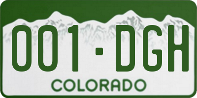 CO license plate 001DGH