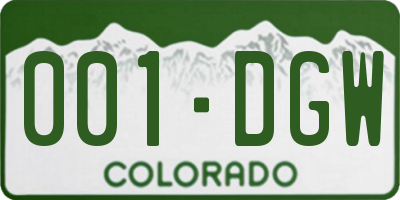 CO license plate 001DGW