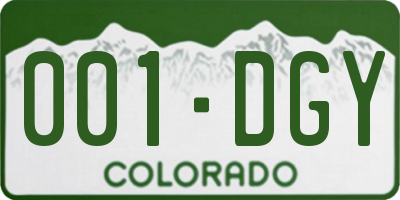 CO license plate 001DGY