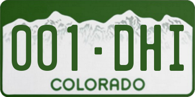 CO license plate 001DHI