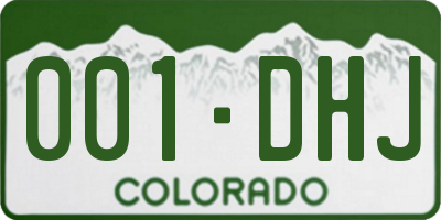 CO license plate 001DHJ