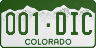 CO license plate 001DIC