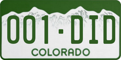 CO license plate 001DID