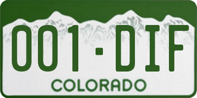 CO license plate 001DIF