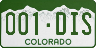 CO license plate 001DIS