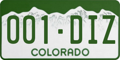 CO license plate 001DIZ