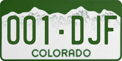 CO license plate 001DJF