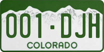 CO license plate 001DJH