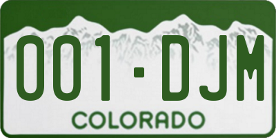 CO license plate 001DJM