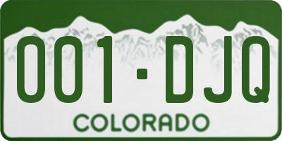 CO license plate 001DJQ