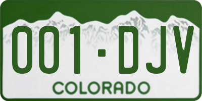 CO license plate 001DJV