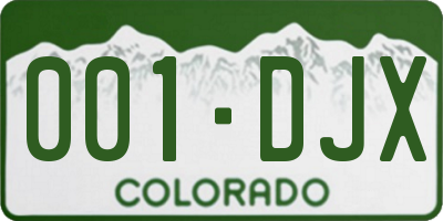 CO license plate 001DJX