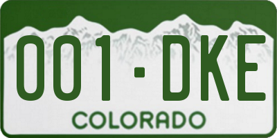 CO license plate 001DKE