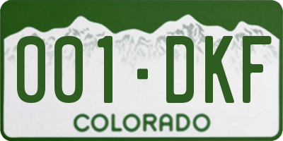 CO license plate 001DKF