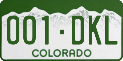 CO license plate 001DKL