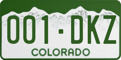 CO license plate 001DKZ