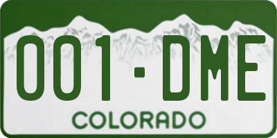 CO license plate 001DME