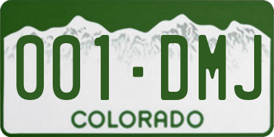 CO license plate 001DMJ