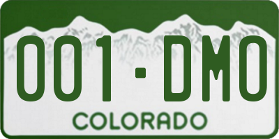 CO license plate 001DMO