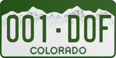 CO license plate 001DOF