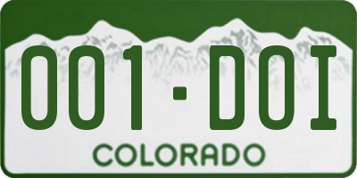 CO license plate 001DOI