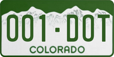 CO license plate 001DOT