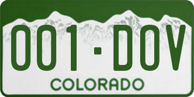 CO license plate 001DOV