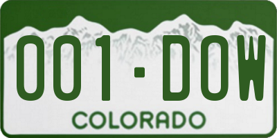 CO license plate 001DOW