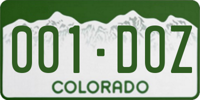 CO license plate 001DOZ