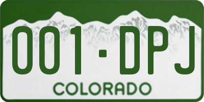 CO license plate 001DPJ