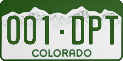 CO license plate 001DPT