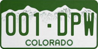 CO license plate 001DPW