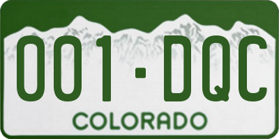 CO license plate 001DQC