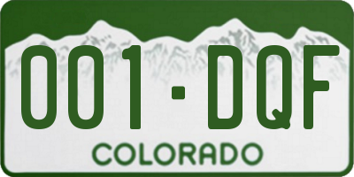 CO license plate 001DQF