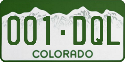 CO license plate 001DQL