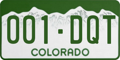 CO license plate 001DQT