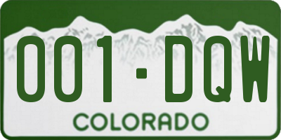 CO license plate 001DQW