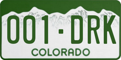 CO license plate 001DRK