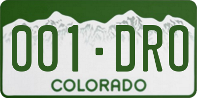 CO license plate 001DRO