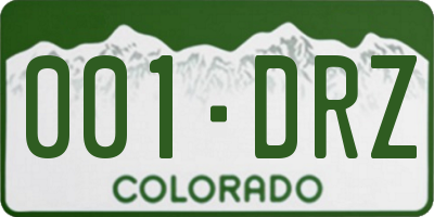 CO license plate 001DRZ