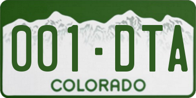 CO license plate 001DTA