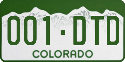 CO license plate 001DTD