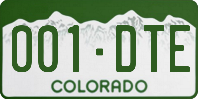 CO license plate 001DTE