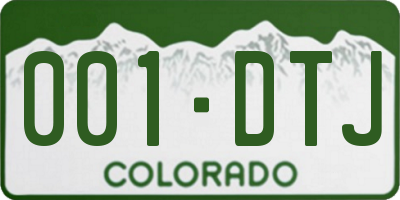 CO license plate 001DTJ