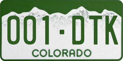 CO license plate 001DTK