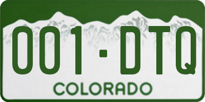 CO license plate 001DTQ